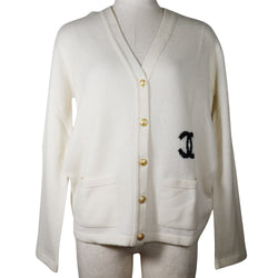 [Chanel] Chanel Coco Mark Cardigan 05p P25866V01857 Cashmere Off White Coco Mark Ladies A Rank