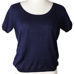 [Louis Vuitton]LOUIS VUITTON Summer Knit Corta T -SHIRS T -SHIST Monogram Cotton Navy Summer Ladies A Rank