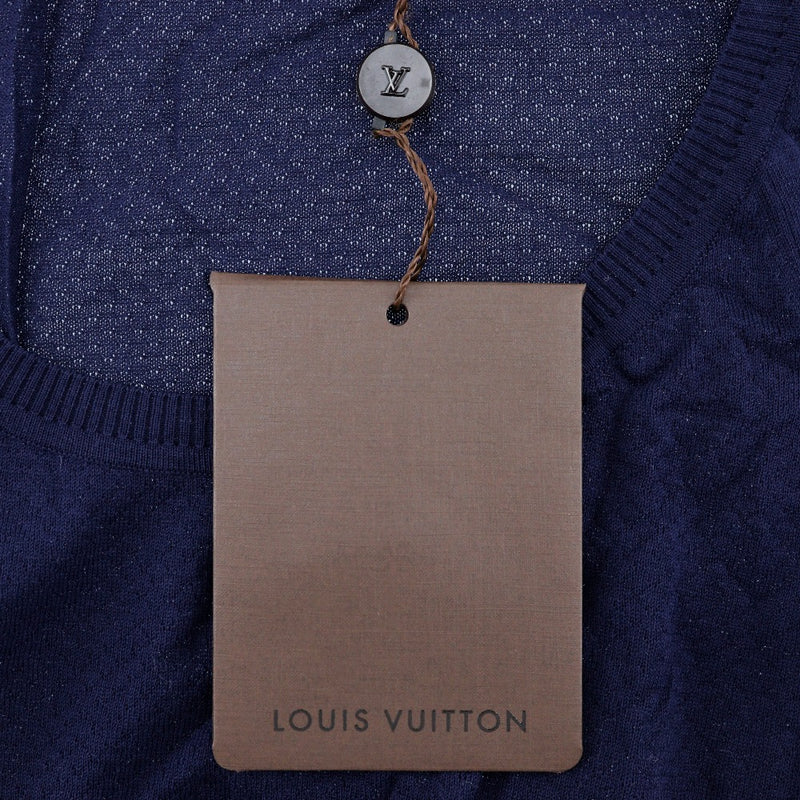 [Louis Vuitton]LOUIS VUITTON
 Summer knit short sleeve T -shirt 
 Monogram Cotton Navy SUMMER KNIT Ladies A Rank