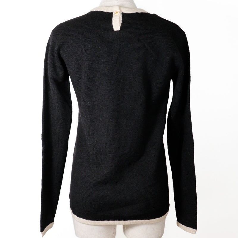 [샤넬] 샤넬 
 바이 컬러 스웨터 
 96A PO8086V00306 CANTER LADIES A+RANK에 의한 Cashmere Black/Beige