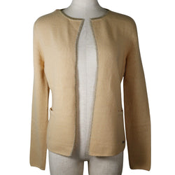 [CHANEL] Chanel 
 Piping cardigan 
 01C P17019W02730StainsYa x Polyester Beige/Gold Piping Ladies A+Rank