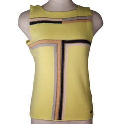 [CHANEL] Chanel Sleeve Knit 01C P17019W02730StainsYa x rayon x polyester yellow no Sleeve Ladies A rank