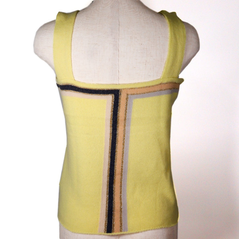 [CHANEL] Chanel 
 Sleeveless knit 
 01C P17019W02730StainsYa x rayon x polyester yellow no SLEEVE Ladies A rank