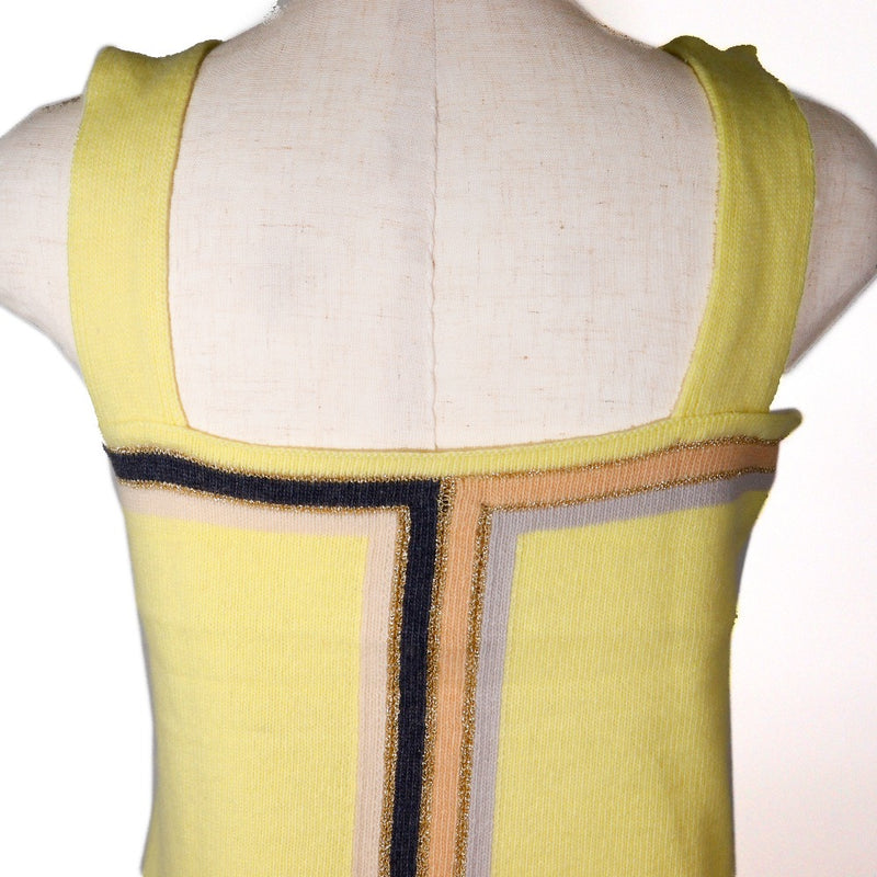 [CHANEL] Chanel 
 Sleeveless knit 
 01C P17019W02730StainsYa x rayon x polyester yellow no SLEEVE Ladies A rank