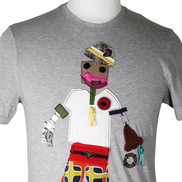 [Prada]PRADA
 Robot manga corta t -shirt 
 Robot gris de algodón Men's A Rank