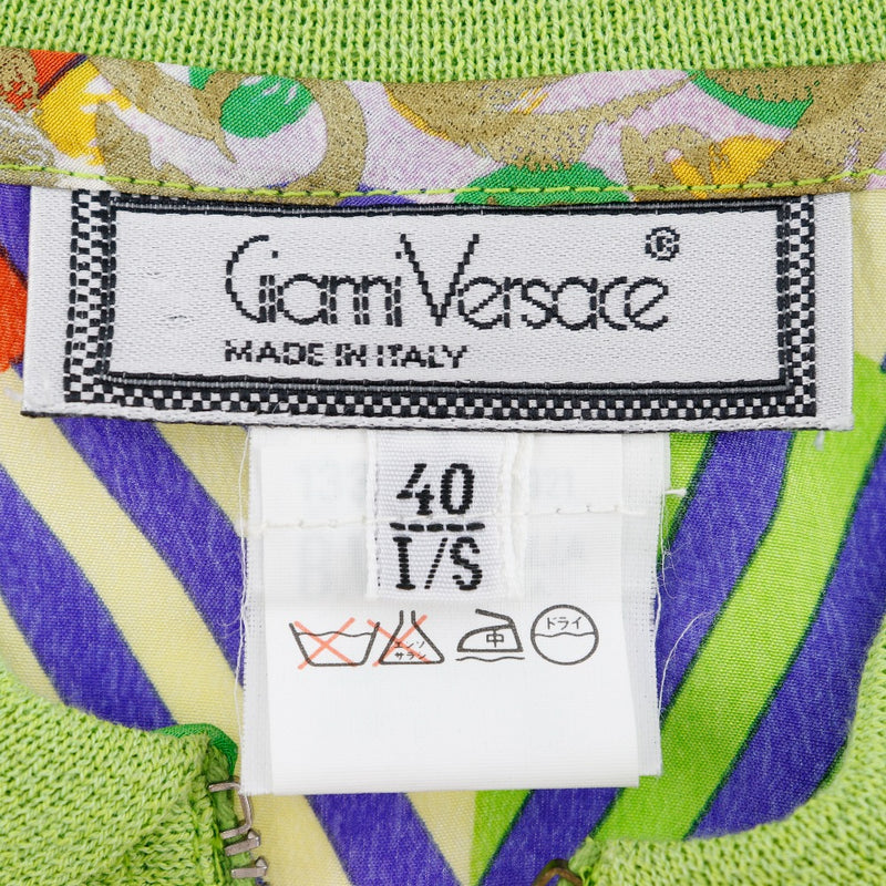 [VERSACE] Gianni Versace Polo Shirt Silk Yellow Green Ladies A Rank