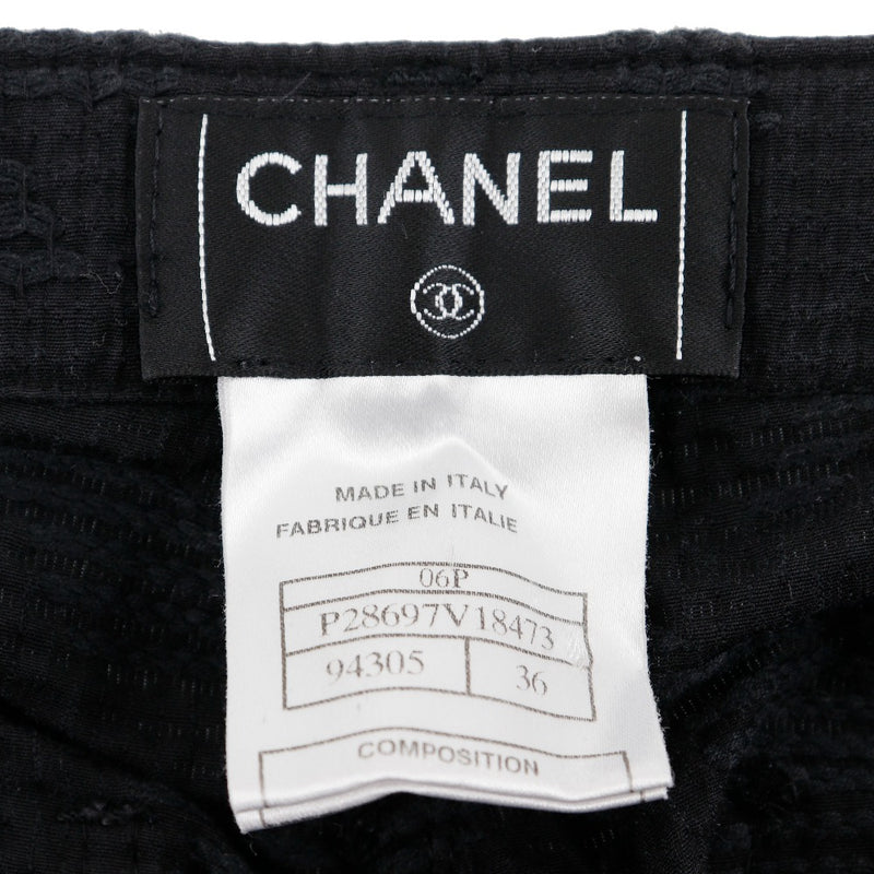 [Chanel] Pantalones de icono de Chanel 06P P28697V18473 Algodón Negro Damas A+Rango