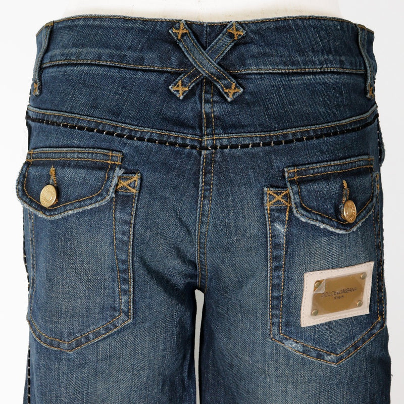 [Dolce & Gabbana]DOLCE&GABBANA Pantalones cortados de mezclilla Daño Sabrina Algodón azul Denim Damas A+Rango