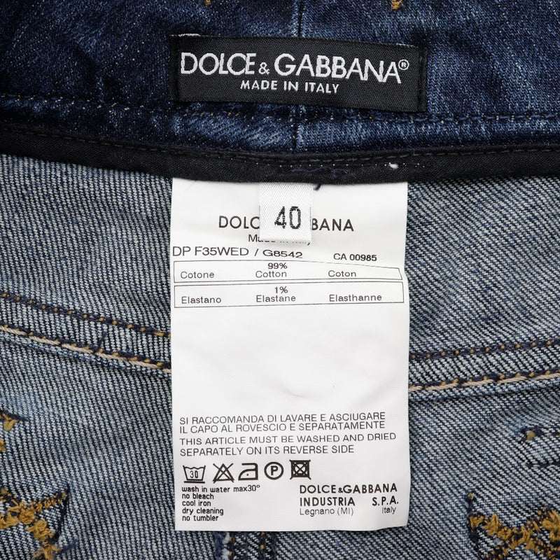 [Dolce & Gabbana]DOLCE&GABBANA Pantalones cortados de mezclilla Daño Sabrina Algodón azul Denim Damas A+Rango