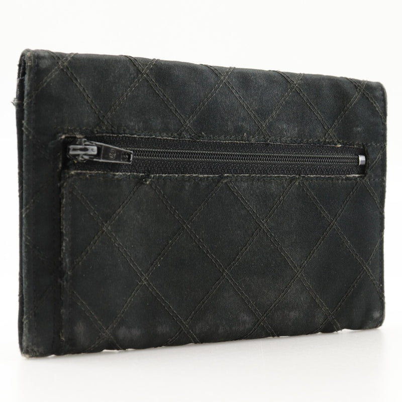 [CHANEL] CASA DE CARD BICÓLORA DE CHANEL COCO Mark Satin X Rhinestone Black Snap Botón Bicolole Damas B-Rank