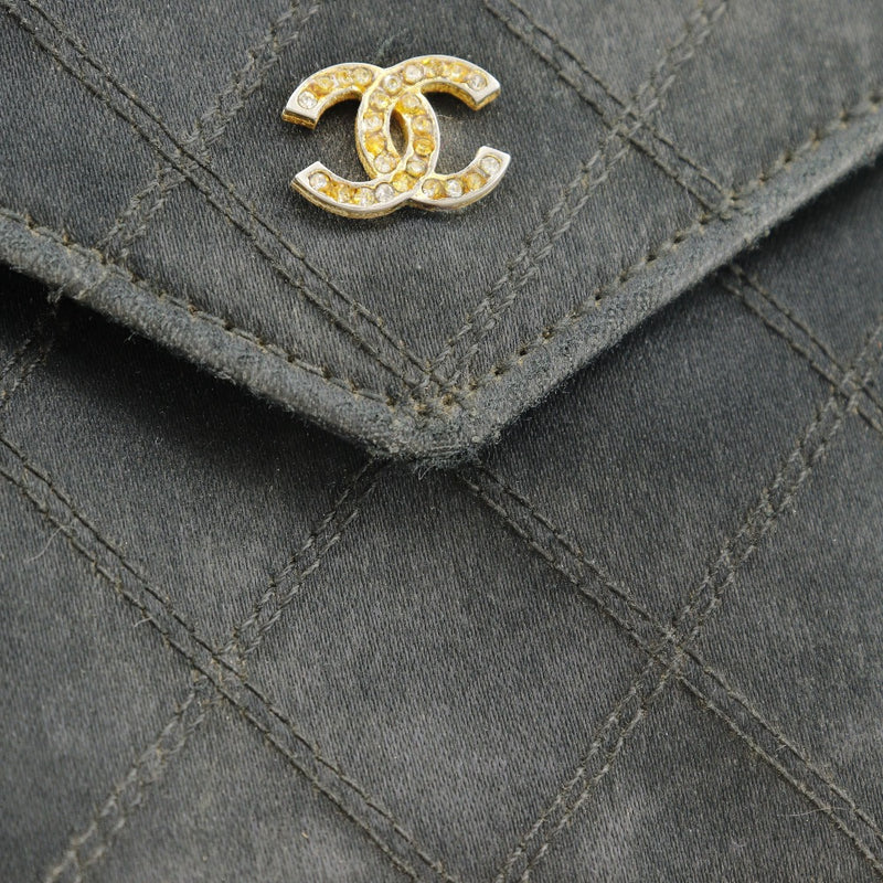 [CHANEL] Chanel Vico Roles Card Case COCO Mark Satin× Rinstone Black Snap button BICOLOLE Ladies B-Rank