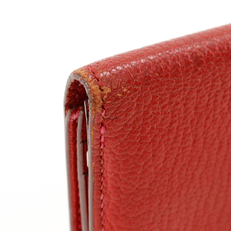 [爱马仕]爱马仕Bean beansfrewear bi -fold Wallet Red□K雕刻皮带Beansufla女士