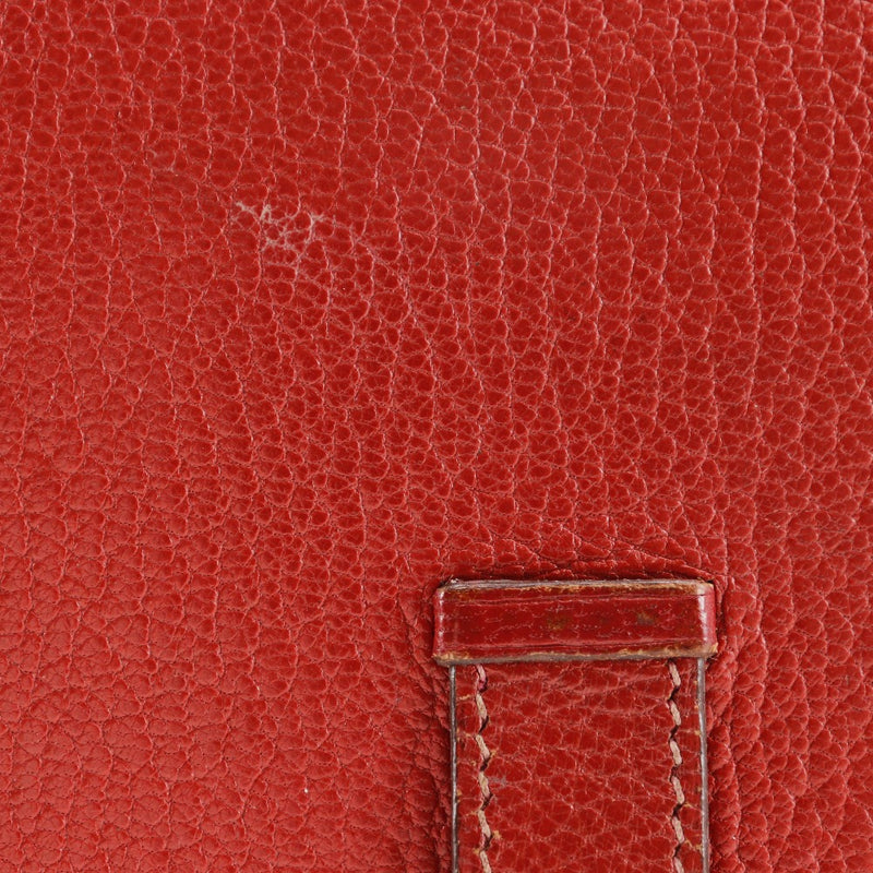 [Hermes] Hermes 
 Billetera bi -bi -fold 
 Rojo □ K -Damas del soporte de correa en el cornito