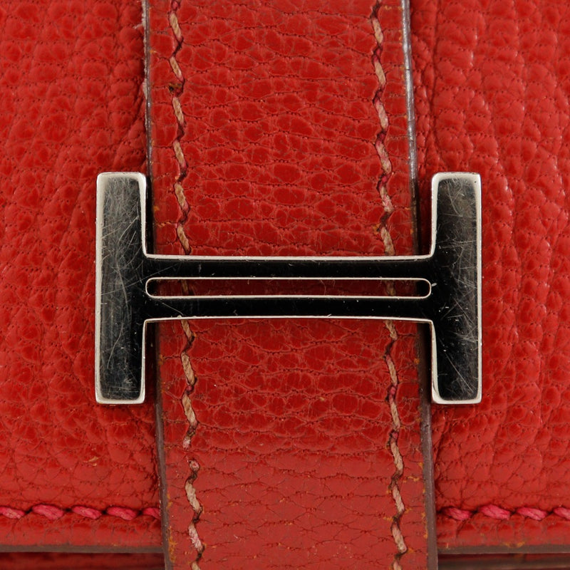 [HERMES] Hermes Beansfre Bi-Fold Wallet Red □ K engraved beltHardware Beansufla ladies