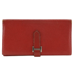 [Hermes] Hermes 
 Billetera bi -bi -fold 
 Rojo □ K -Damas del soporte de correa en el cornito