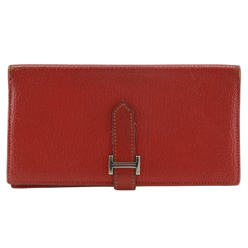 [Hermes] Hermes 
 Billetera bi -bi -fold 
 Rojo □ K -Damas del soporte de correa en el cornito