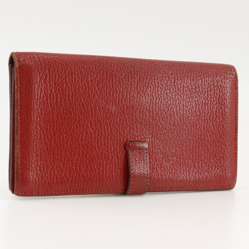 [爱马仕]爱马仕Bean beansfrewear bi -fold Wallet Red□K雕刻皮带Beansufla女士