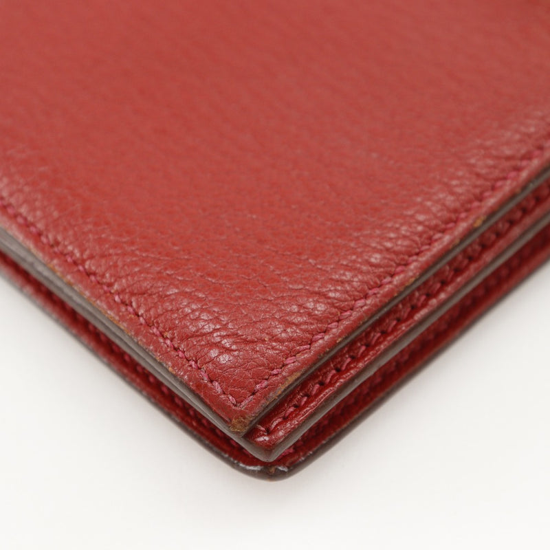 [Hermes] Hermes Beansfrewear bi -bielfold billetera roja □ k cinturón grabado damas de frijoles