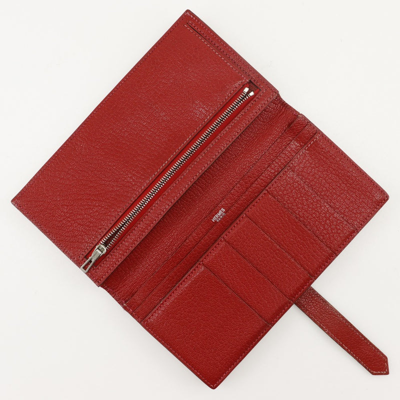 [Hermes] Hermes Beansfrewear Bi-Rold Wallet Rouge □ K Gestion de la ceinture gravée