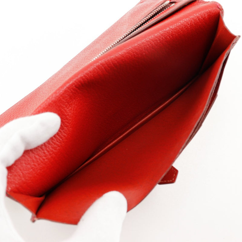 [爱马仕]爱马仕Bean beansfrewear bi -fold Wallet Red□K雕刻皮带Beansufla女士