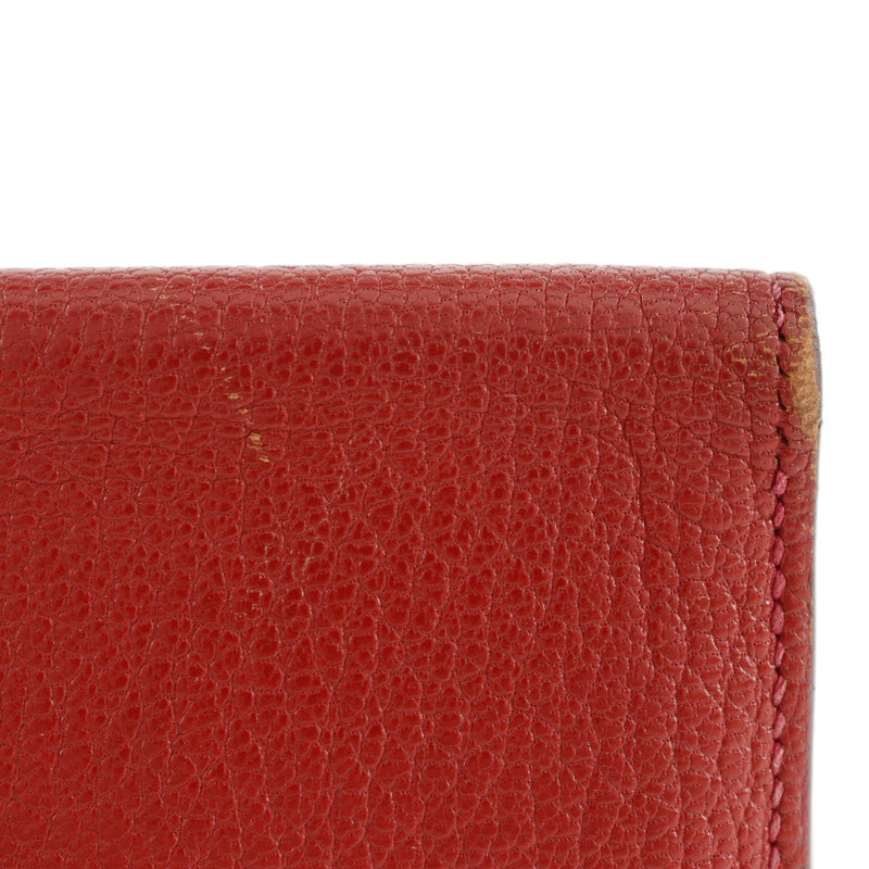 [爱马仕]爱马仕Bean beansfrewear bi -fold Wallet Red□K雕刻皮带Beansufla女士