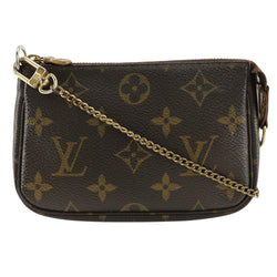 【LOUIS VUITTON】ルイ・ヴィトン
 ミニポシェット アクセソワール ポーチ
 M58009 モノグラムキャンバス 茶 FL0063刻印 ファスナー Mini pochette Accessoires レディース