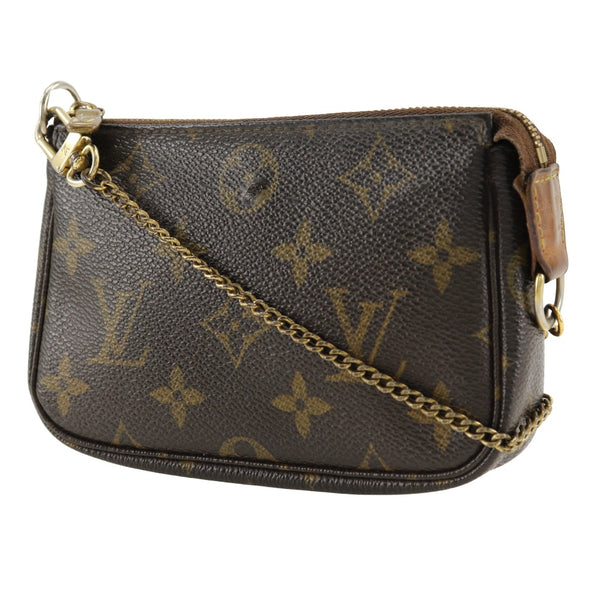 【LOUIS VUITTON】ルイ・ヴィトン
 ミニポシェット アクセソワール ポーチ
 M58009 モノグラムキャンバス 茶 FL0063刻印 ファスナー Mini pochette Accessoires レディース