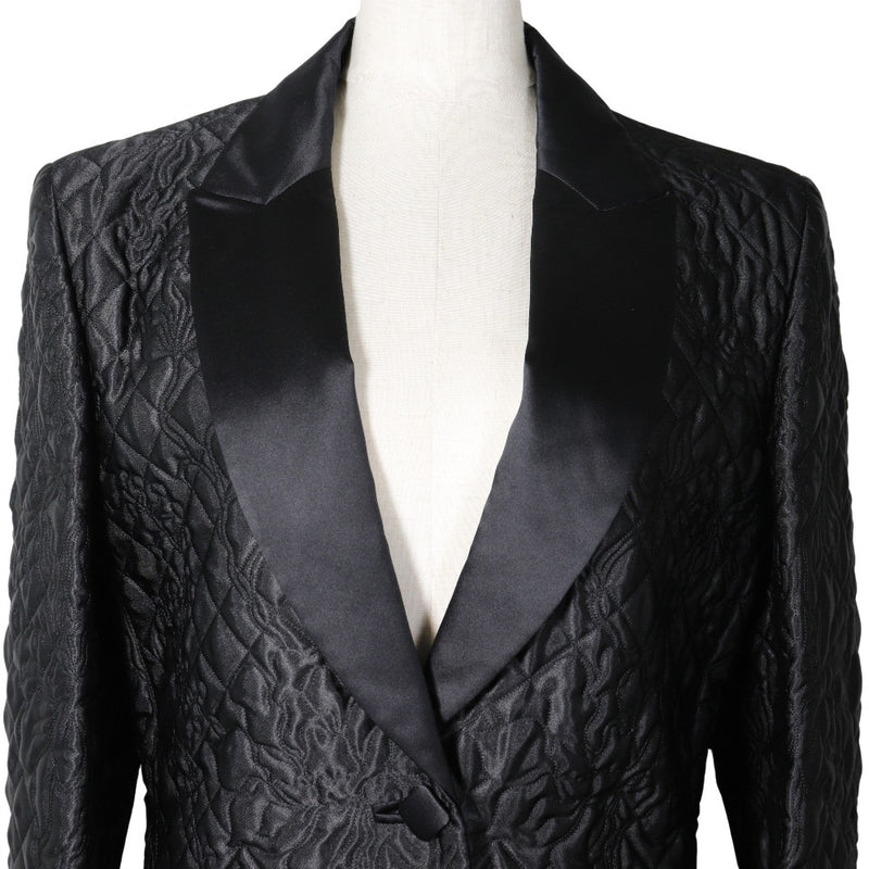 [Genny] Jenny Quilting Tailored Jacket Long Polyester Black Ladies A Rank