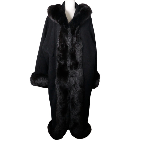 Buttonless fur coat 
 Food Wool x Nylon x Fur Black Buttonless Ladies A Rank