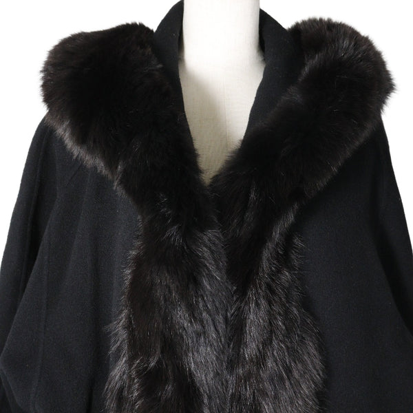 Buttonless fur coatfood wool x nylon x fur black buttonless Ladies A rank