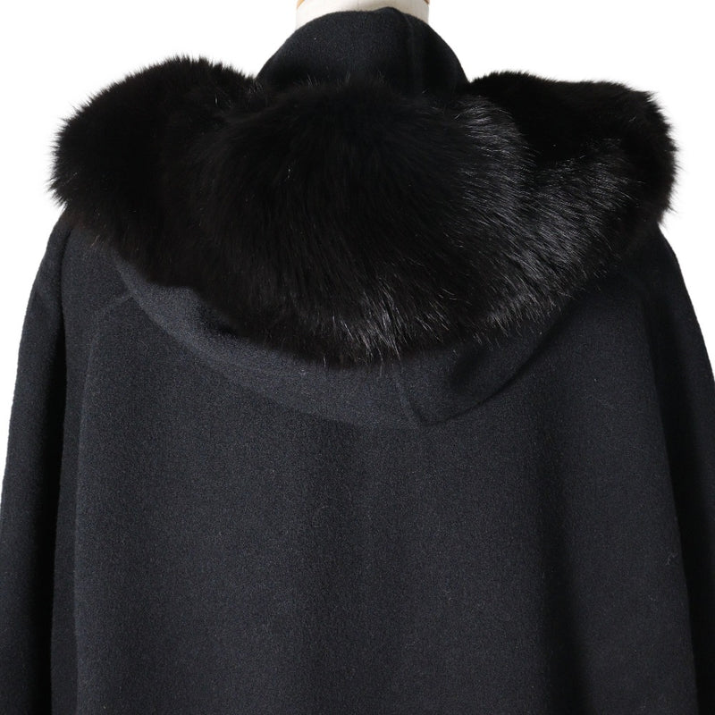 Buttonless fur coatfood wool x nylon x fur black buttonless Ladies A rank