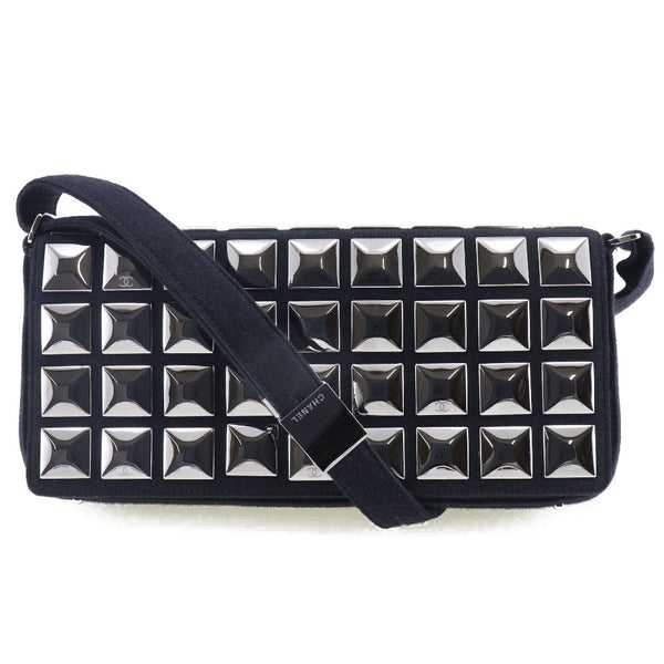 [CHANEL] Chanel Chocolate Bar Shoulder Bag Ice Cube Cotton Black Shoulder Magnet Type Chocolate Bar Ladies