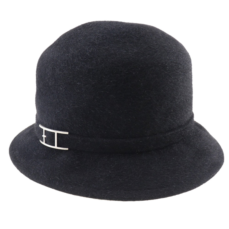 [Hermès] Hermes moch autre chapeau sentit noire de la plate-forme des dames un rang