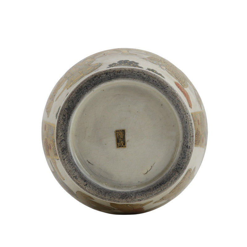 Satsuma ware, beautiful figure of warriors, flower antiques