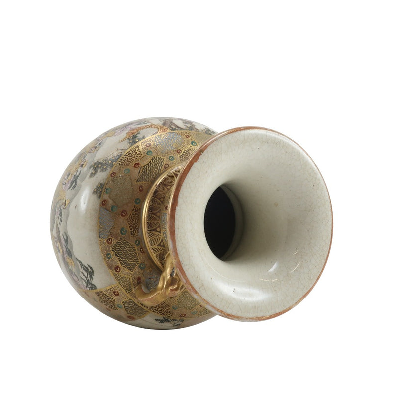 Satsuma ware, beautiful figure of warriors, flower antiques