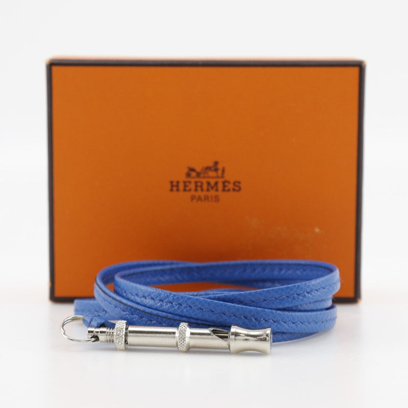 [Hermes] Hermes Whistle ultrasónico Otros Parness Metal de colgante X Cuero Blue ultrasónico Whistle_A Rank