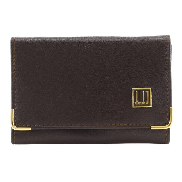 [Dunhill] Dunhill Coin PurseAccompaniment Key Holder  Calfskin Brown Snap button Coin Purse Included Men's A-Rank