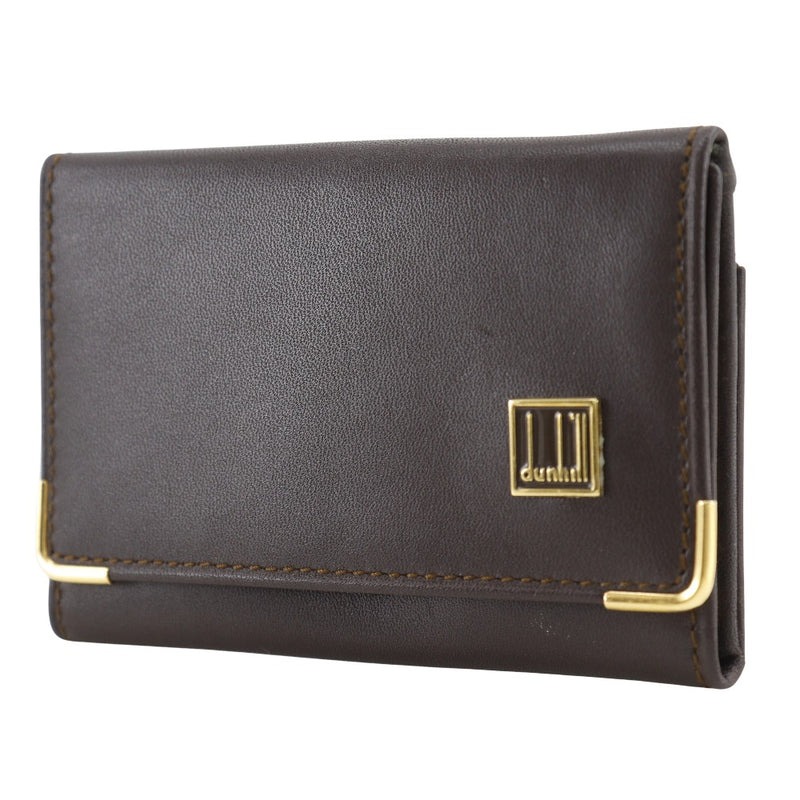 [Dunhill] Dunhill Coin PurseAccompaniment Key Holder  Calfskin Brown Snap button Coin Purse Included Men's A-Rank