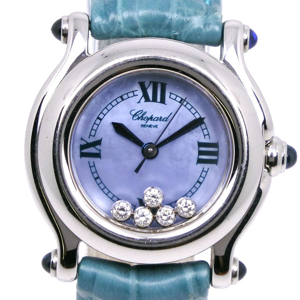 [Chopard] Chopard 
 Reloj deportivo feliz 
 5p Diamond 27/8245-23 Acero inoxidable x Crocodile Light Blue Quartz Display Analógico Dial de carcasa Púrpura Damas deportivas felices