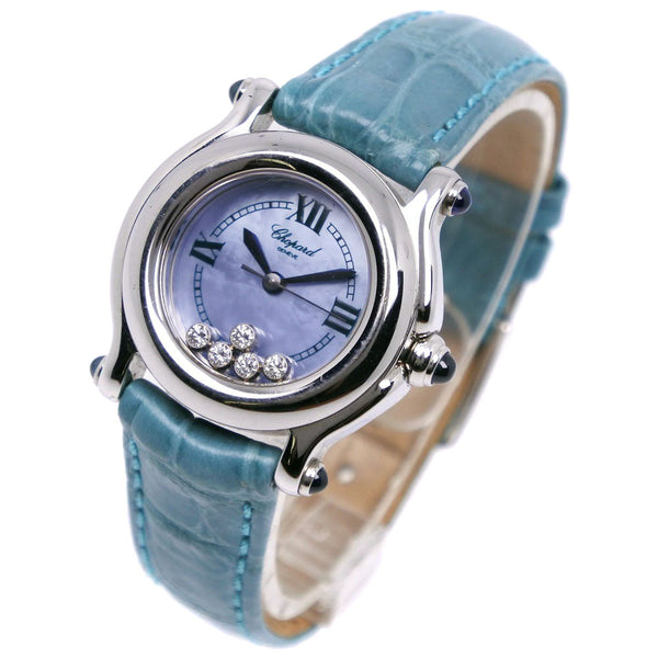 [Chopard] Chopard 
 Reloj deportivo feliz 
 5p Diamond 27/8245-23 Acero inoxidable x Crocodile Light Blue Quartz Display Analógico Dial de carcasa Púrpura Damas deportivas felices