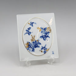 [Meissen] Meissen 
 Plaque Blue Rose object 
 Pottery board 53943 Porcelain PLAQUE BLUE ROSE_A Rank