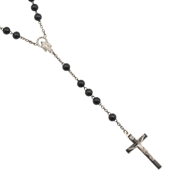 【DOLCE&GABBANA】ドルチェアンドガッバーナ
 ロザリオ ネックレス
 金属製 シルバー/黒 約17.9g Rosary ユニセックス