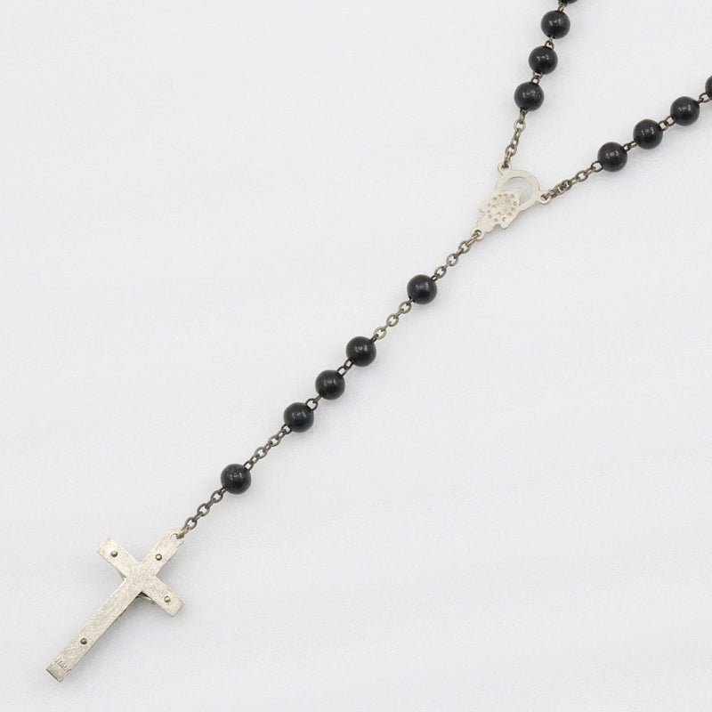 【DOLCE&GABBANA】ドルチェアンドガッバーナ
 ロザリオ ネックレス
 金属製 シルバー/黒 約17.9g Rosary ユニセックス