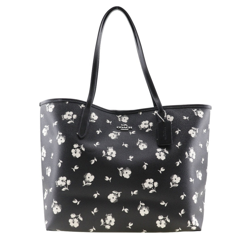 [Coach] Coach 
 Floral print Tote Bag
 CP073 PVC Black Flower Shoulder Handrow A4 Magnet Type Floral Print Ladies A Rank