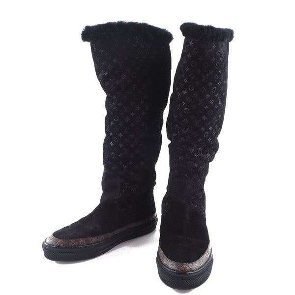 [Louis Vuitton] Louis Vuitton 
 Botas de línea de bola de nieve 
 Long Mouton Black CL0168 Línea de bola de nieve grabada Damas A+Rango