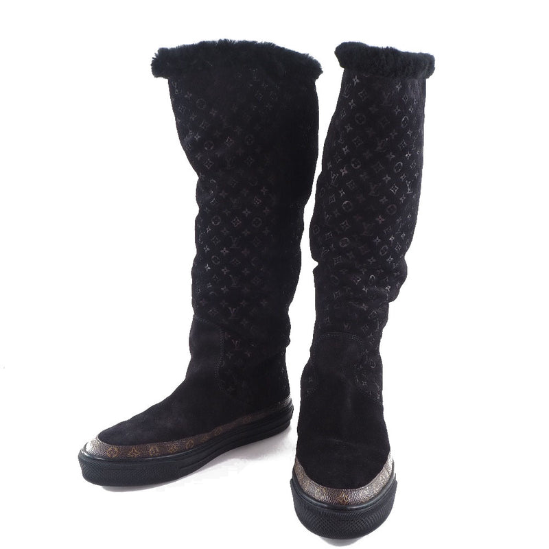 [Louis Vuitton] Louis Vuitton 
 Snowball line boots 
 Long Mouton Black CL0168 engraved SNOWBALL LINE Ladies A+Rank