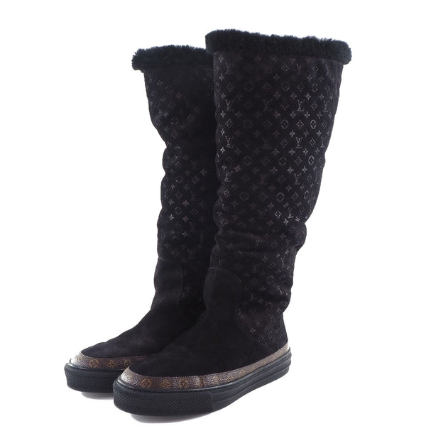 [Louis Vuitton] Louis Vuitton 
 Botas de línea de bola de nieve 
 Long Mouton Black CL0168 Línea de bola de nieve grabada Damas A+Rango