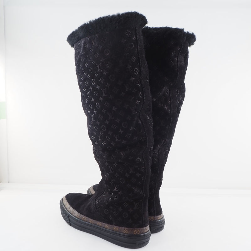 [Louis Vuitton] Louis Vuitton 
 Snowball line boots 
 Long Mouton Black CL0168 engraved SNOWBALL LINE Ladies A+Rank