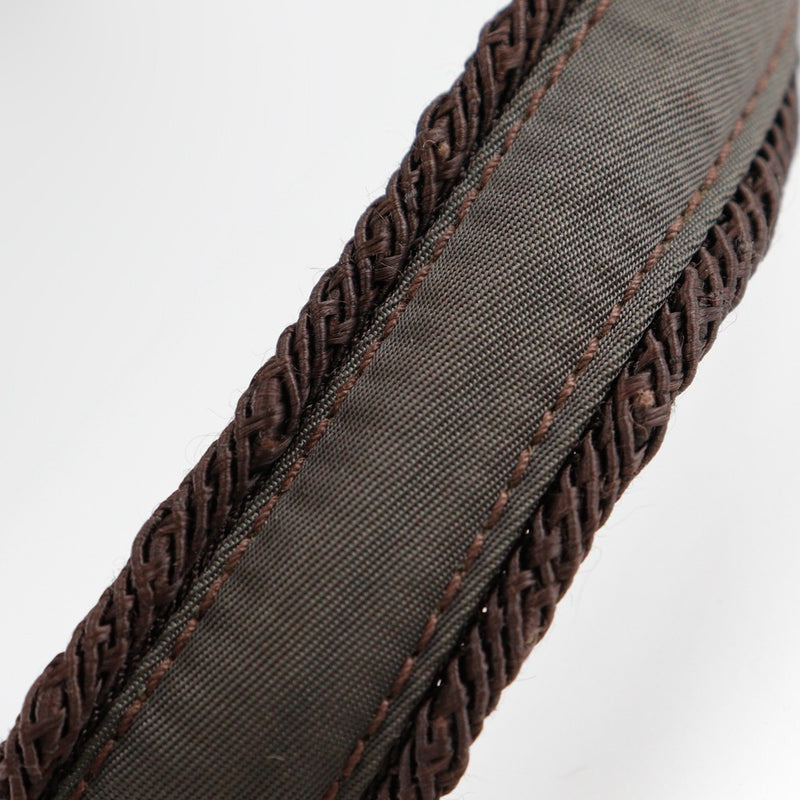 [PRADA]PRADA
 bolso de mano con logo y cuentas 
 B3763 Bolso de mano de nailon marrón, cremallera A5 con logo de cuentas para mujer