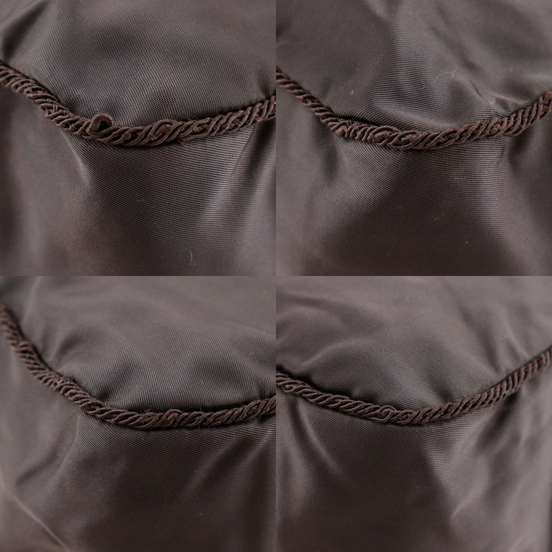 [PRADA]PRADA
 bolso de mano con logo y cuentas 
 B3763 Bolso de mano de nailon marrón, cremallera A5 con logo de cuentas para mujer